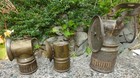 2 Antique Justrite Carbide Miner s Lamps W  Reflector   Wolf Hand Safety Co  Kqs