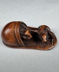 Japanese Antique Netsuke Signed Ishikawa Rats In Rice Bale Edo Period