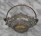 Antique W c Silver Plate Pierced Bonbon Basket Swing Handle Ornate 4 