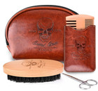 Beard Brush And Comb Set Boar Bristle Hair Beard Kit With Small Leather Travel