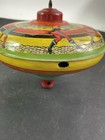 Vintage Ohio Art 7  Spinning Toy Top Tin Litho Children Wood Handle 1940-1950 s