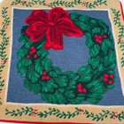 Vintage 1994 Nantucket Needlepoint Christmas Wreath Red Bow Pillow Cover 14x14
