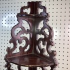 Vintage Victorian Style Scroll Fretwork Corner Wood Wall Shelf Ornate 24  Tall