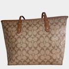 Coach City Zip Tote Bag In Signature Canvas F58292 Monogram Logo Canvas Brown