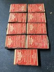Vintage Safety Match Box Lot Of 9 Red Top With Stamps
