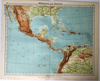 Central America West Indies Mexico German Language Vtg 1931 Topographical Map