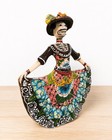 Mexican Talavera Catrina Dancer Figurine 11    Hand-painted Floral Dress