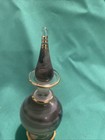 Egyptian Etched Glass Perfume Bottle Hand Blown Gold Trim 5 5    Dabber   Stopper