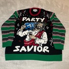 Ugly Christmas Party Sweater Men 4xl Black Jesus Party Savior Cotton Knit Winter