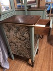 Antique Vanity With Trifold Mirrors And Bench