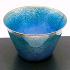 Jade Snow Wong Turquoise Enamel Copper Turquoise Blue Bowl Dish 1970 Vtg Signed 