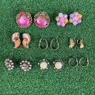 Vintage Lot Of 8 Pairs Clip-on And Hoop Earrings