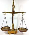 Antique Brass Apothecary Or Butcher Balance Scale Ornate Decorative Detail