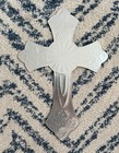 Vintage Silver Metallic Die-cut Cross Wall Door Decoration 18    X 12   