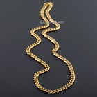 4mm Yellow Gold Filled Curb Cuban Link Chain Necklace Men Women Hip Hop 18-30 