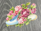 Antique Die Cut Ephemera Victorian Edwardian Floral Slipper Roses Scrap