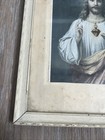 Vintage Wall Art Jesus Sacred Heart Print Handmade Wood Frame 9    X 11   