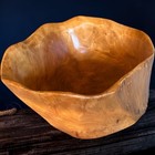 Hand Carved Root Knotty Burled Wood Natural Edge Bowl - Signed