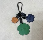 Coach Tea Rose Mixed Cluster Flower Leather Keychain Bag Charm Key Fob