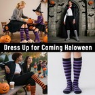 Knee High One Size Tall  3 Pack Black purple black orange black white