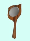 Hand Made Vintage Wooden Handheld Vanity Mirror With Leaf-shaped Frame
