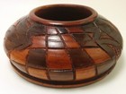 Vintage Solid Wood Hand Turned Carved Bowl Floral Design
