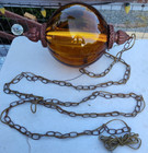 Large   12      Amber   Hanging Glass Swag  Light   Lamp      2