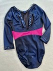 Gk Elite Leotard Gymnastics Swarovski Rhinestone Bling Competition Pink Blue  As