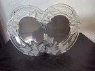 Vintage Mikasa Double Picture Frame Glass Frosted Leaves German Specialty 3x5