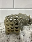 Hand Carved Stone Elephant  Baby Inside  Green Figurine Made In India Set Of 2