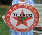 Texaco Star Gasoline   Oil 12  Thermometer With Dome Glass Face Advertising Sign