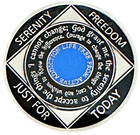 Na 30 Year Medallion  Silver  Blue Color  Epoxy Plated Narcotics Anonymous Coin