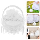  Elegant Wedding Flower Girl Basket With Pearl Handle Ring Pillow Embroidered