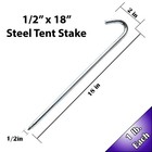 Heavy Duty Steel 1 2x18 Hook Stakes Tents Inflatables Camping Anchor 25 Pack