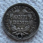 1857 Seated Liberty Silver Dime Rare Key Date Philadelphia Mint Xf Au Holed