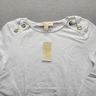 Michael Kors Women Size Medium White Long Sleeve Top Grommet Detail Nwt