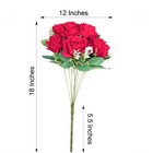 Red 2 Bushes 18  Artificial Faux Silk Rose Flowers Bouquet Wedding Decoration