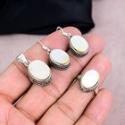 925 Sterling Silver Mother Of Pearl Jewelry Set Gemstone Ring Earrings Pendant
