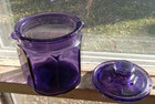 1900 Dated Antique Amethyst Glass Covered Cigar Jar Humidor With Original Lid
