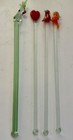 Antique Vintage Blown Glass Cocktail Swizzle Stir Sticks Lot Of 4