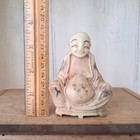 Vintage Antique Hand Carved Pink White Soapstone 3 5  Buddha Bodai Statue
