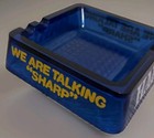 Vintage 1970 s Glass Ashtray From Ireland Harp Lager Beer Blue Ash Tray Barware