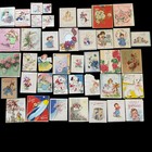 Vintage Unused Mixed Greeting Cards Lot Of 41 Birthday Get Well Etc 40s 50s Nos