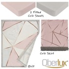 Crib Bedding Set For Girls- 4-piece Baby Nursery Bedding Crib Set  Geometric    