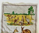 Vintage Linen cotton Tea Towel Australia Kangaroos Heil  62185 Size 17    X 31   