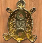 Vintage Turtle Lipstick Holder Gold Tone Filagree Make-up Vanity