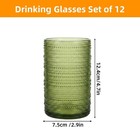 Set Of 12 Embossed Hobnail Glass Tumblers 12oz Green Vintage