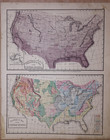 Rare Antique 1885 Climatological   Geological Map   United States
