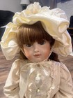 Antique Or Vintage Jointed 31  Composition Brown Curls Doll Blue Glass Eyes
