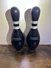 Two 300 Bowling Alley Pin Full Size Wood Black 15 In Tall